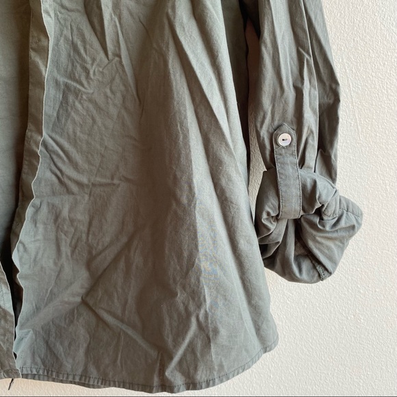 Foxcroft Olive Green Shaped Fit Button-up Shirt Sz 14 - Picture 8 of 15